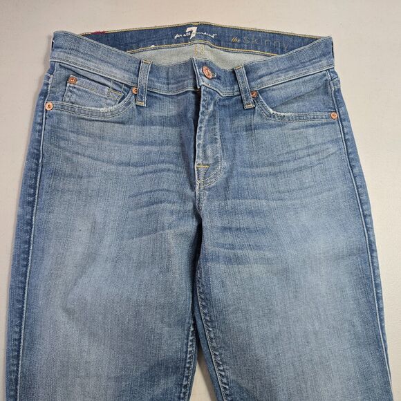 7 For All Mankind Jeans Women's 27 Blue Medium Wash The Skinny - Picture 12 of 16
